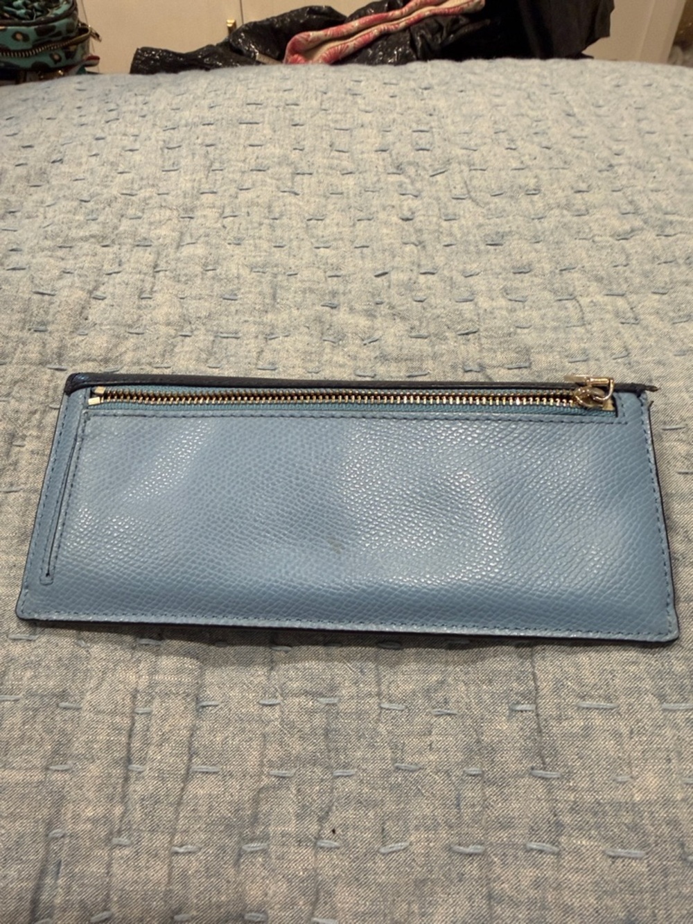 Coach Two-Tone Navy and Light Blue Leather Continental Wallet - Picture 7 of 9